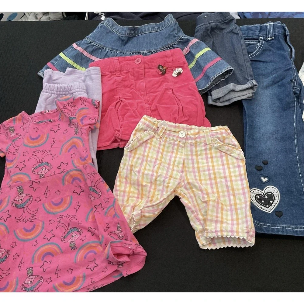 Mixed Brands Outfit Lot Girls 3T Jeans Shorts Dress 24pc Disney Minnie Trolls